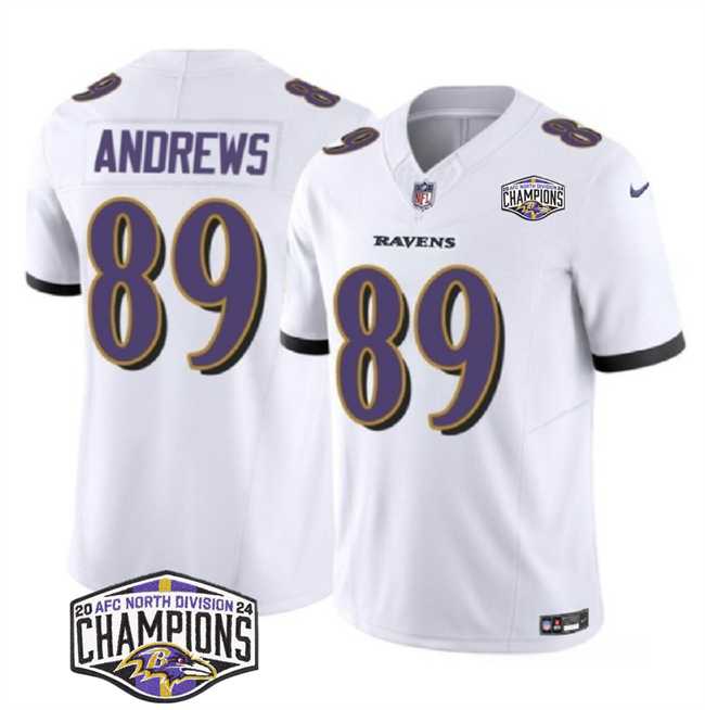 Men's Baltimore Ravens #89 Mark Andrews White F.U.S.E 2024 AFC North Division Champions Vapor Limited Jersey,We sell and wholesale Men's Baltimore Ravens #89 Mark Andrews White F.U.S.E 2024 AFC North Division Champions Vapor Limited Jersey on line form chian!